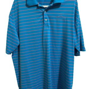 Peter Millar Men's Blue Striped Polo Shirt XL DRY FIT